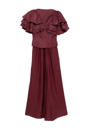Saiid Kobeisy ruffled taffeta jumpsuit - Red