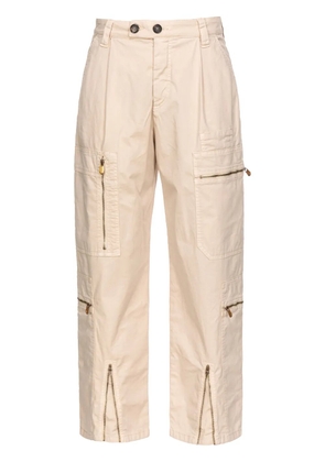 PINKO multiple-pocket pleated straight-leg trousers - Neutrals