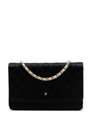 CHANEL Pre-Owned 2013-2014 Bicolor Satin Diamond Stitch Wallet On Chain crossbody bag - Black