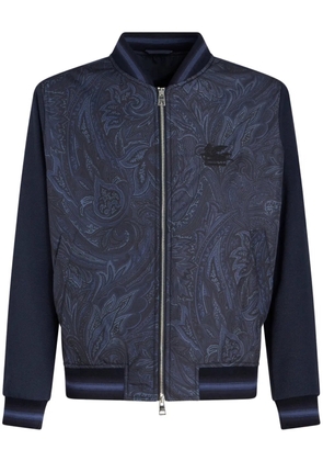 ETRO logo-embroidered paisley-print bomber jacket - Blue