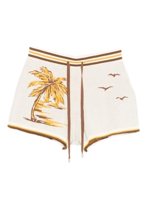 ZIMMERMANN Daylight palm-tree jacquard shorts - Neutrals