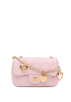 CHANEL Pre-Owned 2021-2024 Mini Quilted Lambskin Heart Charms Flap crossbody bag - Pink