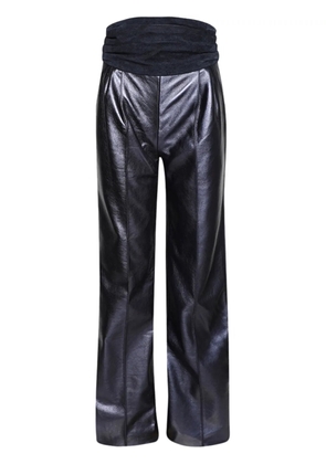LaQuan Smith panelled high-shine trousers - Blue