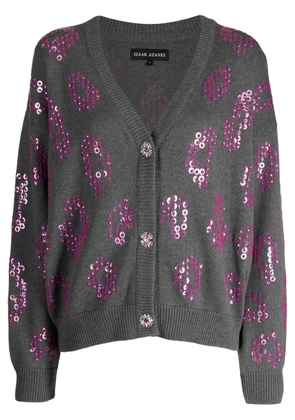 Izaak Azanei sequin-detail cotton cardigan - Grey
