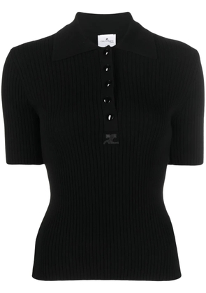Courrèges ribbed-knit short-sleeve top - Black