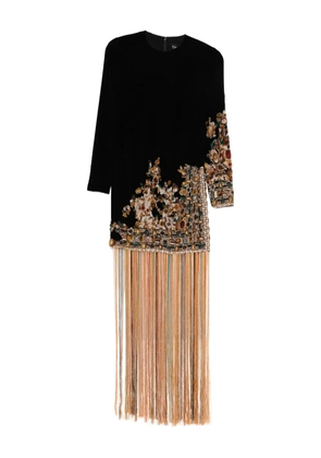 Oscar de la Renta Pre-Owned embroidered fringed dress - Black