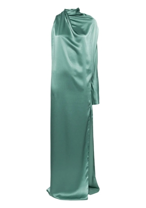 Atlein single-sleeve draped gown - Green