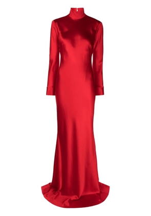 Michelle Mason open-back long-sleeve gown dress - Red