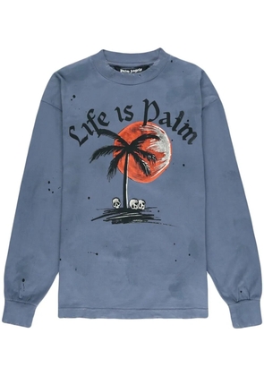 Palm Angels distressed graphic-print sweatshirt - Blue
