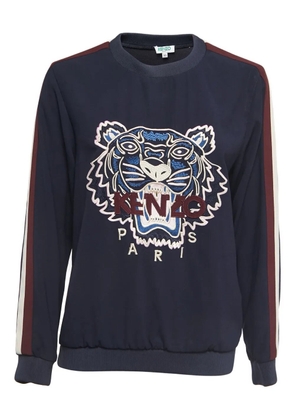 Kenzo Pre-Owned 2023 tiger-embroidered sleeve-stripe sweatshirt - Blue
