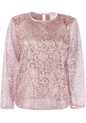 Saint Laurent Pre-Owned 1980s lurex sheer lace blouse - Pink