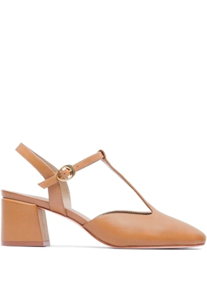 Bernardo 50mm t-bar block-heel pumps - Brown