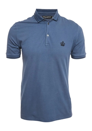 Dolce & Gabbana Pre-Owned crown-embroidered polo shirt - Blue