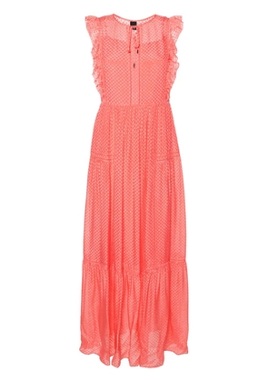 BOSS tiered textured midi dress - Pink