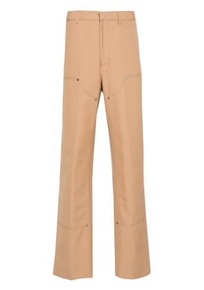 Palm Angels logo-embroidered straight trousers - Neutrals