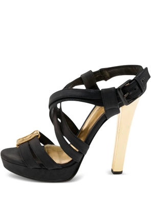 Bottega Veneta Pre-Owned 130mm platform cross-strap sandals - Black