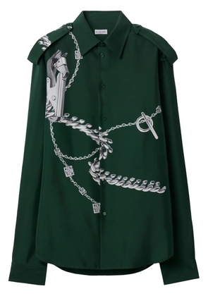 Burberry Knight Accessories-print silk shirt - Green