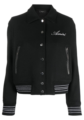 AMIRI logo-embroidered felted bomber jacket - Black