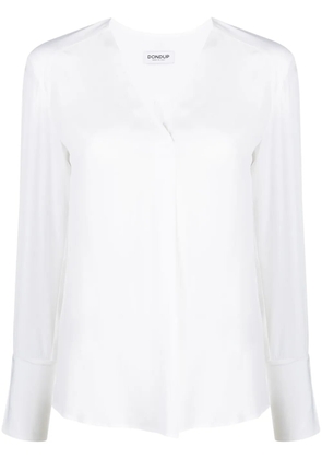DONDUP logo-plaque V-neck blouse - White