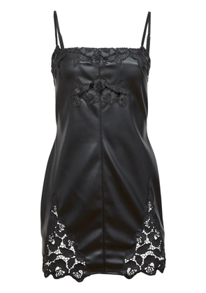 Fleur Du Mal vegan-leather guipure mini dress - Black