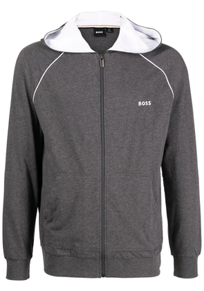 BOSS logo-embroidered zip-up hoodie - Grey