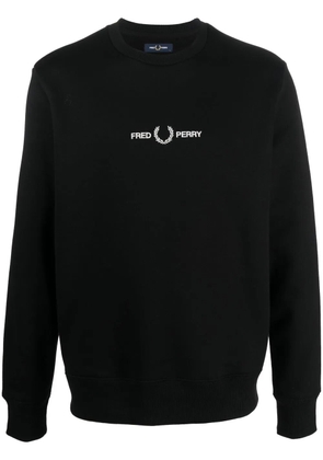 Fred Perry logo-embroidered crew-neck sweatshirt - Black