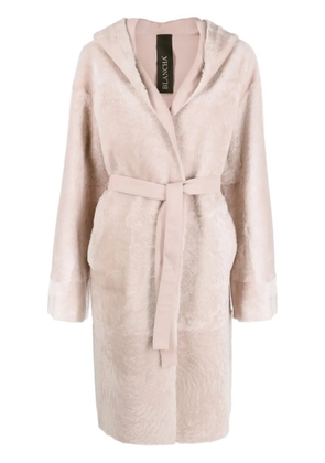 Blancha reversible belted shearling coat - Pink
