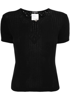 CHANEL Pre-Owned 2002 pointelle-knit cotton top - Black