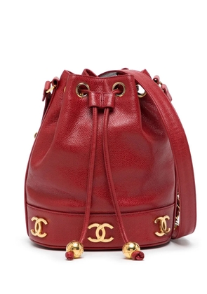 CHANEL Pre-Owned Triple CC leather bucket bag - Red