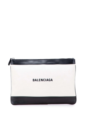 Balenciaga Pre-Owned 2019 M Canvas Navy Clip clutch bag - White
