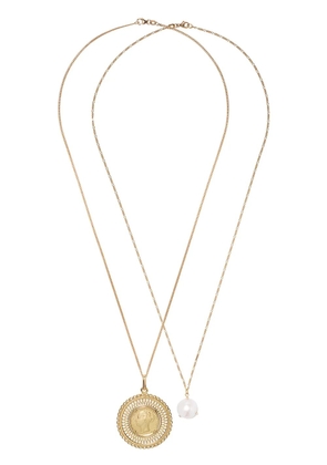 Wouters & Hendrix Gold 18kt gold pearl and coin pendant necklaces