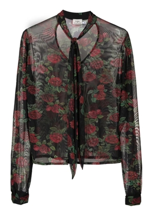 Amir Slama sheer-finish floral-pattern blouse - Black