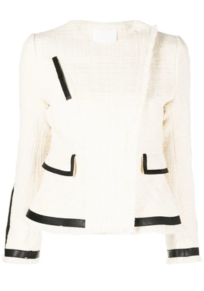 Mame Kurogouchi long-sleeve tweed biker jacket - White