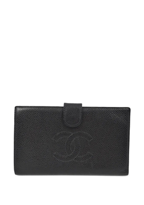 CHANEL Pre-Owned 2000 CC stitch long flap wallet - Black