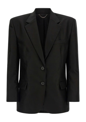 Magda Butrym flower-appliqué single-breasted blazer - Black