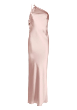 Michelle Mason one-shoulder bias silk gown - Pink