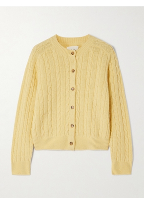 DÔEN - Penrose Cable-knit Wool, Cotton And Linen-blend Cardigan - Yellow - x small,small,medium,large,x large
