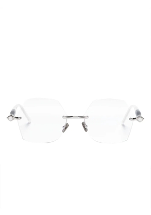 Kuboraum logo-print geometric-frame glasses - Neutrals