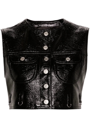 Courrèges faux-leather cropped vest - Black