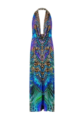 Camilla cowl plunge Cosmic Zoology dress - Blue
