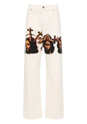 424 graphic-print baggy jeans - White