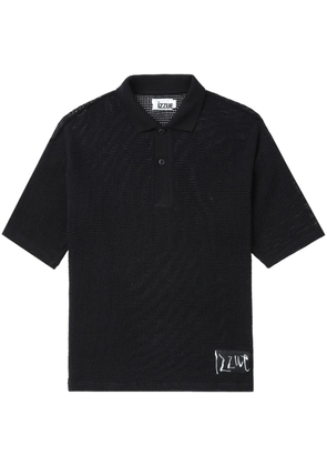 izzue open-knit polo shirt - Black