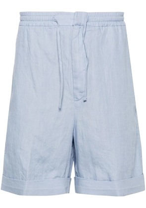 Canali slub-texture linen shorts - Blue