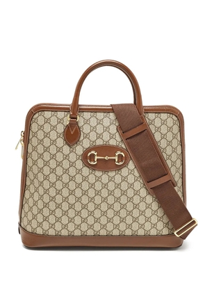 Gucci Pre-Owned GG Supreme Canvas Horsebit 1955 two-way handbag - Neutrals