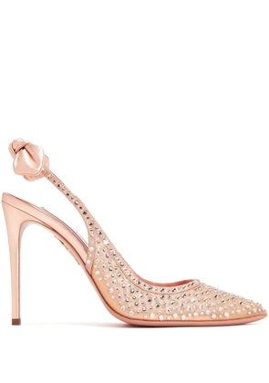 Aquazzura 85mm crystal-embellished pumps - Neutrals