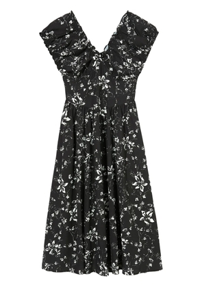b+ab floral-print midi dress - Black