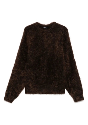 Mugler fluffy crew-neck sweater - Brown