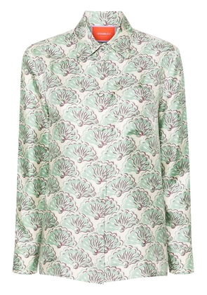 La DoubleJ Boy fans-print silk shirt - Green