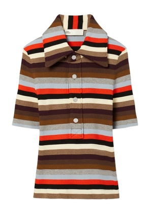 Tory Burch striped ribbed polo shirt - Red
