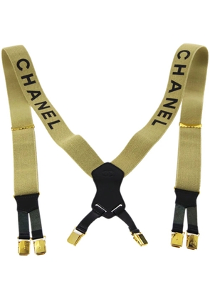 CHANEL Pre-Owned 1990 logo-print suspenders - Neutrals